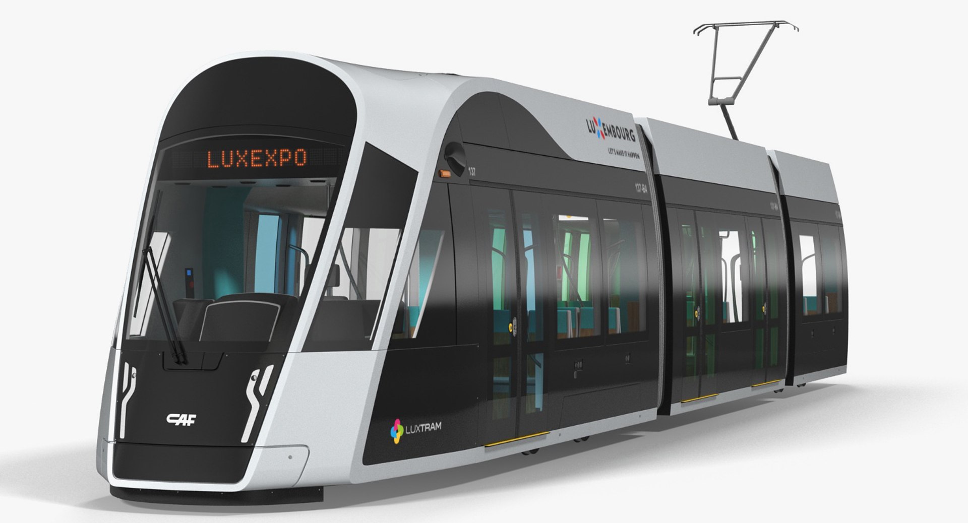 Urbos3 Luxembourg Tram Rigged 3D model preview