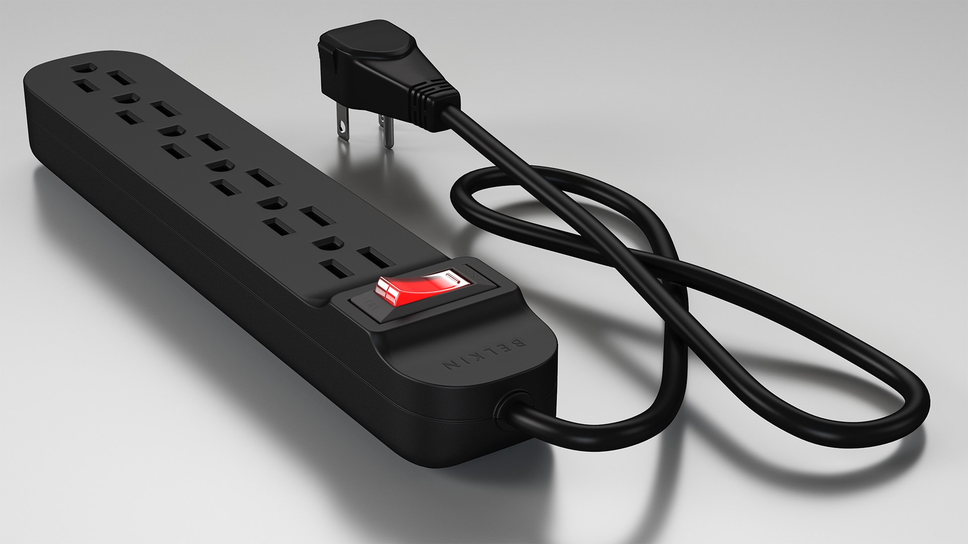 Power Strip 6 US Sockets 3D model preview