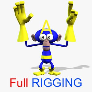 3D Cartoon Monkey Rigged Character model