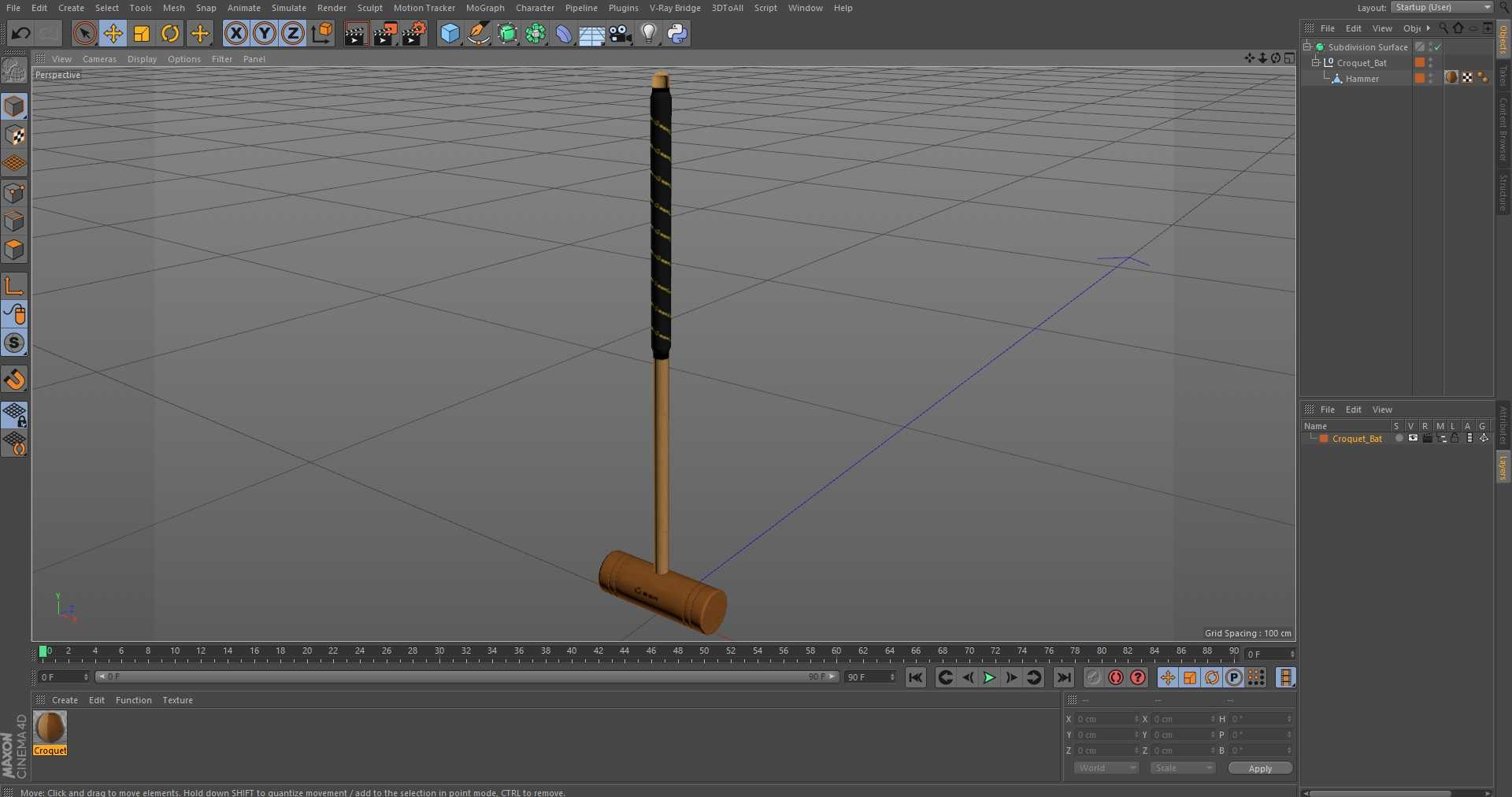 Croquet Bat 3D Model - TurboSquid 2184174