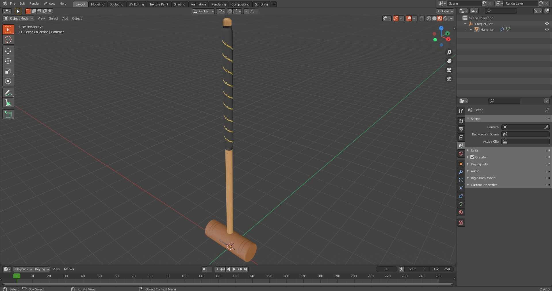 Croquet Bat 3D Model - TurboSquid 2184174