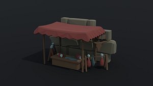 Low-poly Cartoon botcher market Polygonal model