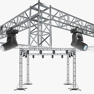 Stage Truss System With Spotlights 2 3D model