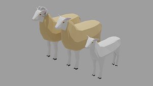 3D sheep family pack model