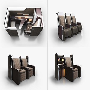 3D airplane seats all classes collection model