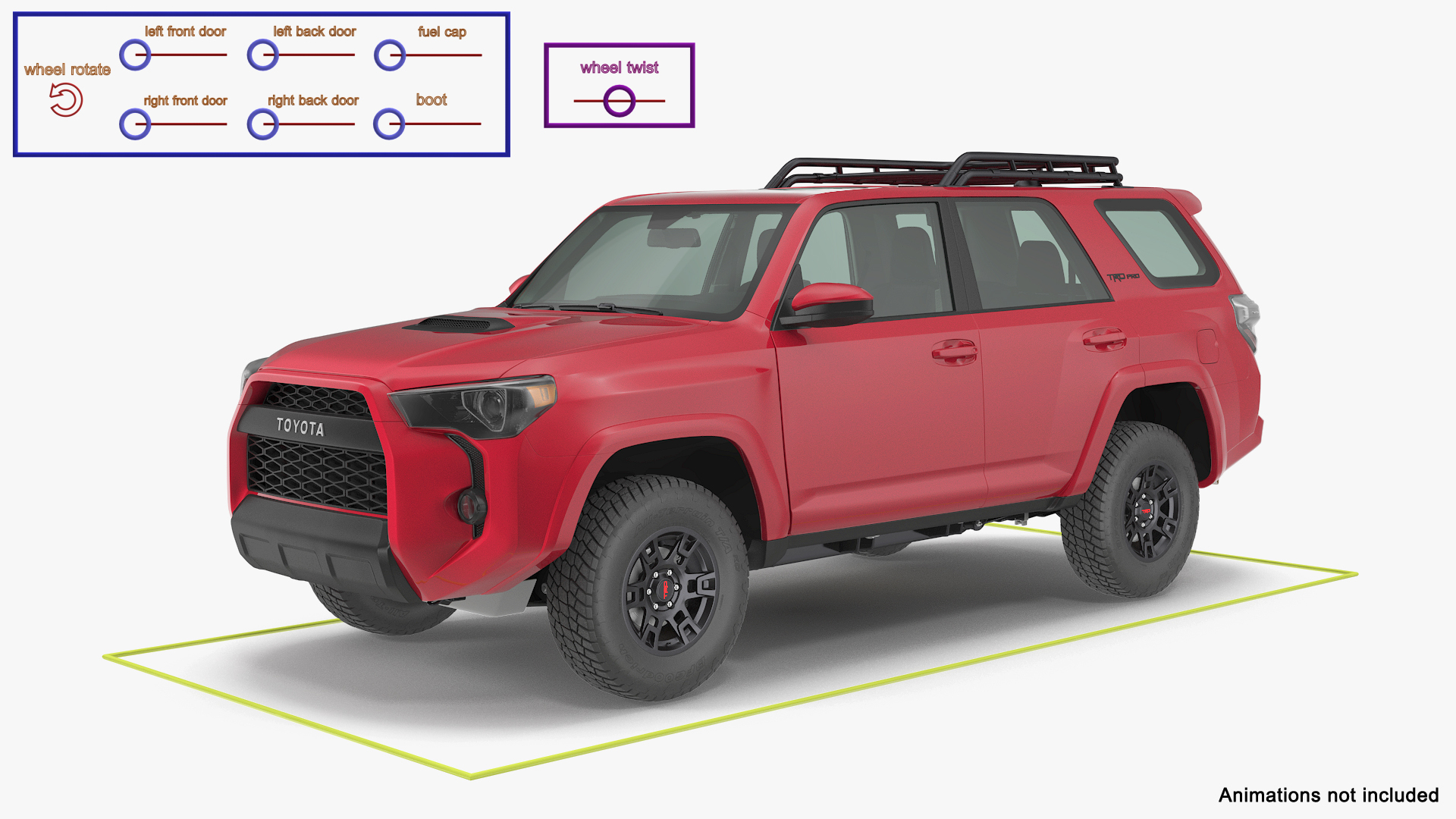 modelo 3d Toyota 4Runner TRD Pro Rojo Metálico 2021 Aparejado