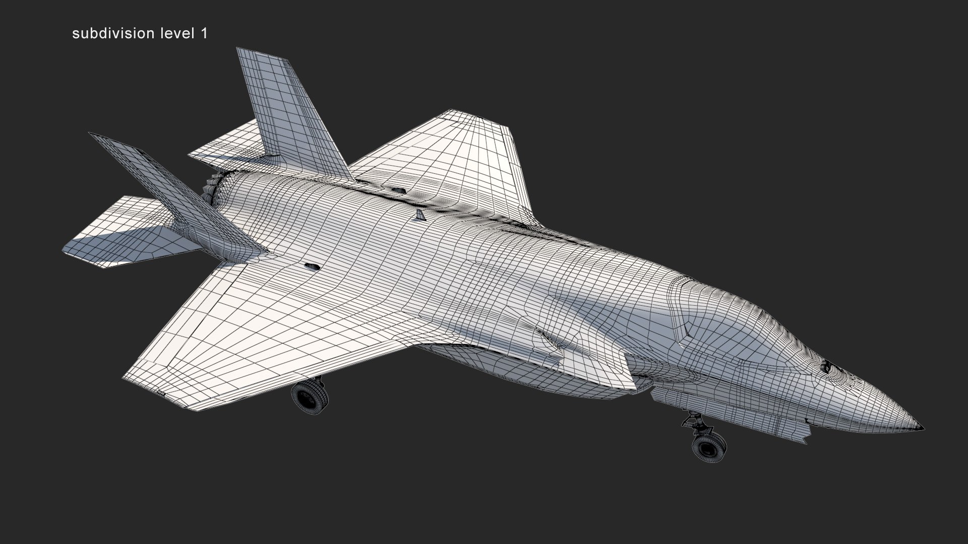 F-35A Fighter model https://p.turbosquid.com/ts-thumb/hw/cHA5l4/pv/wire07/jpg/1634751139/1920x1080/fit_q87/c9bcfa37e223e60e81f7b4ffc7bf186c0d415855/wire07.jpg