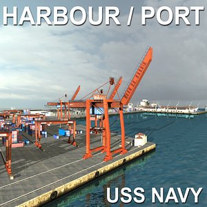 3d model uss harbour seaport port