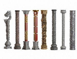 3D Dragon Pillar model