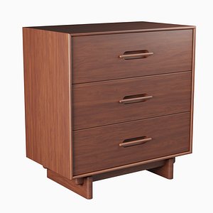 3D West Elm Collins Solid Wood 3-Drawer Dresser