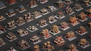 Traditional Chinese Ancient Palace Temple Pagoda Architectural 3D max 3D