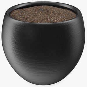 3D ceramic plant pot black model