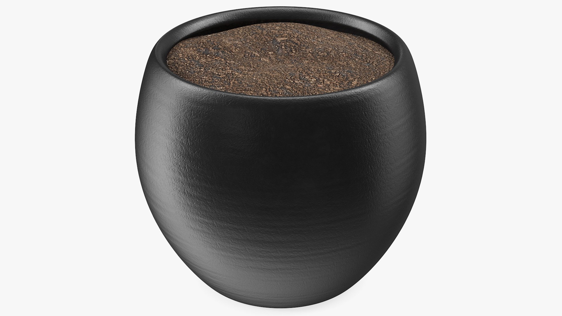 Ceramic Plant Pot Black 3D model preview