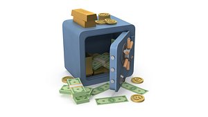 Safe and money 3D model