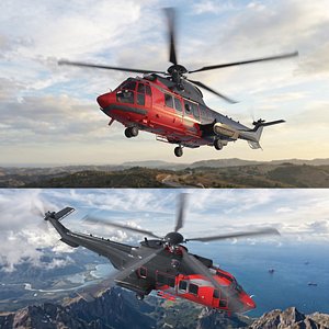 Commercial Passenger Helicopter with Interior 3D model