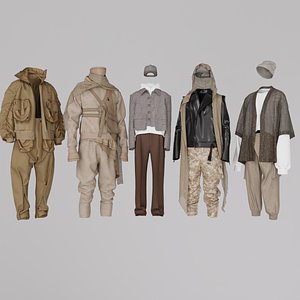 Stylized Fashion Outfit Bundle Pack-3D Clothing Collection 3D model