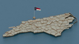 North Carolina detailed Map with Animated Flag