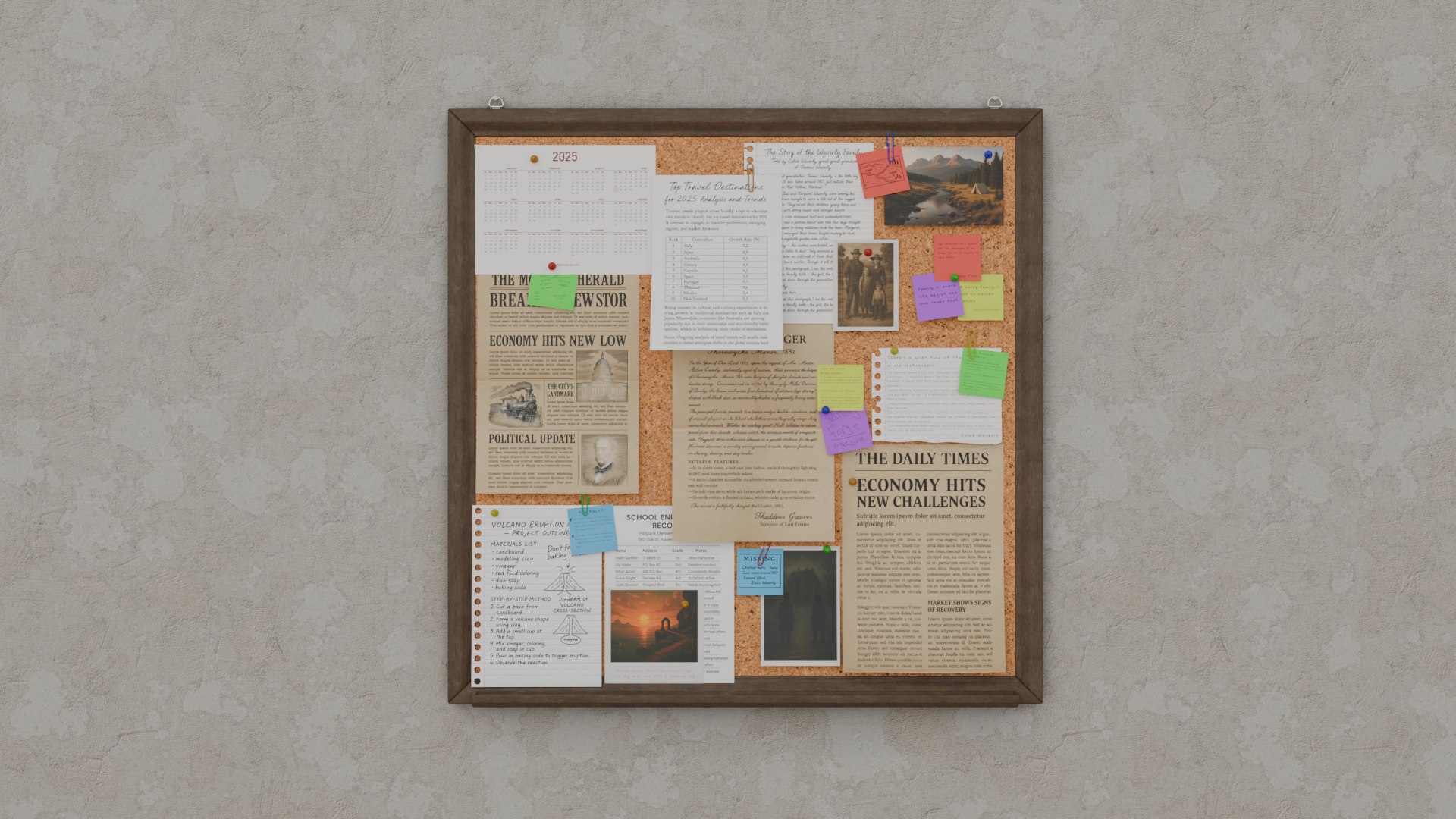 3D Classic Wooden Corkboard Trio - Customizable Wall-Mounted Pin Boards ...