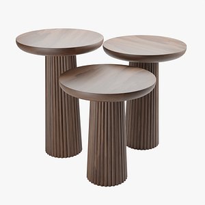 3D Round wood coffee table