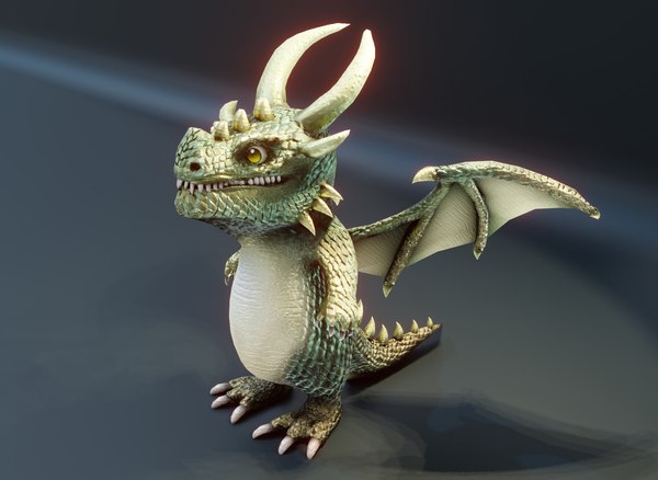 3D Cartoon Adamantine Dragon Rigged Low-poly 3D Model