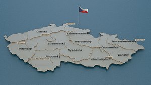 czech detailed Map with Animated Flag