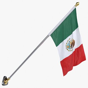 Mexico Cloth Flag Wall Mount Animated model