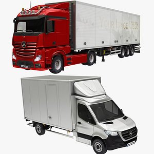 3D box cargo truck colleciton model