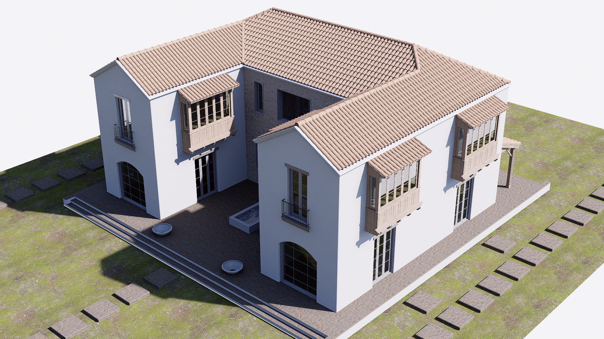 Spanish Style House 3D Model - TurboSquid 2326965