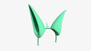 Furry Ears Tiara E07 Green - Headband Character Design 3D model