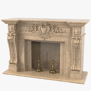baroque marble fireplace 3D model