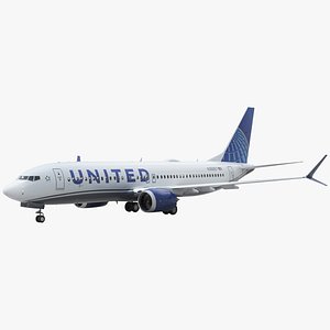 United Airlines Boeing 737 Max 8 Rigged for Cinema 4D