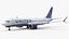United Airlines Boeing 737 Max 8 Rigged for Cinema 4D model