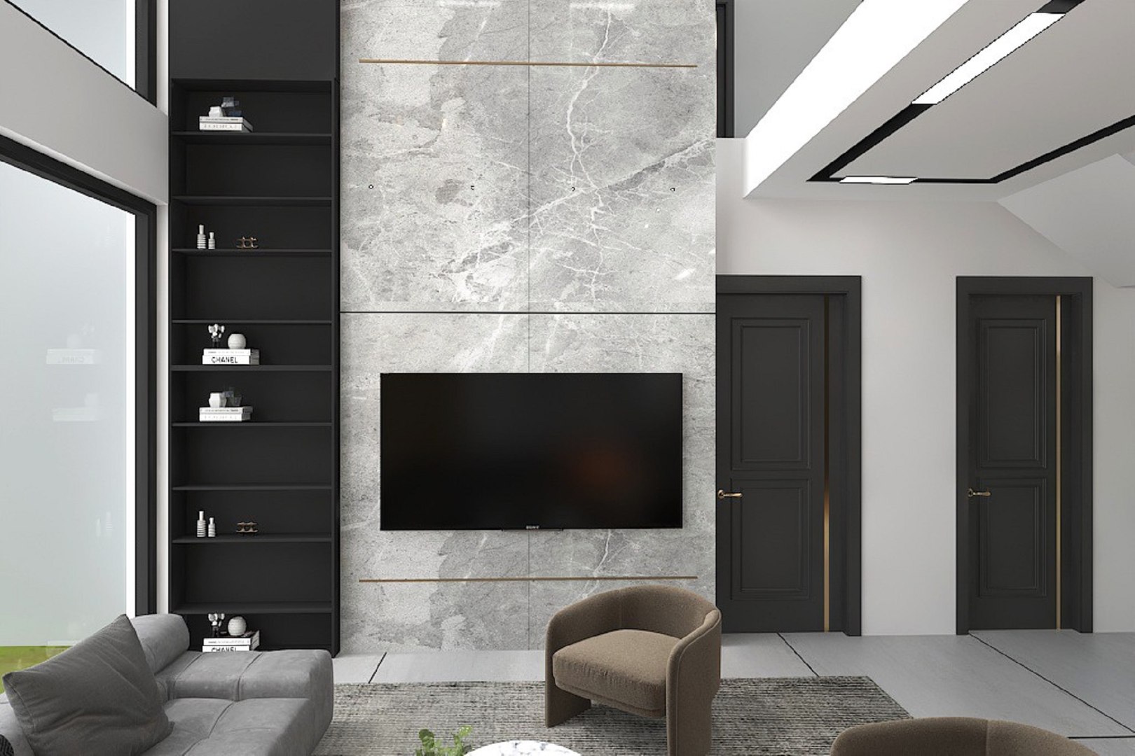 3D kitchen hall living room interior design interior design ...