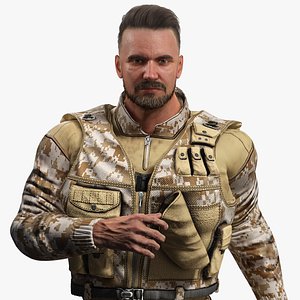 Realistic Military Soldier Character Rigged 3D Model Tactical  Army