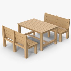 Wooden Bench And Table