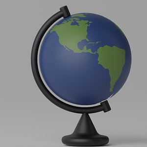 Cartoon Desk Globe Earth World 3D
