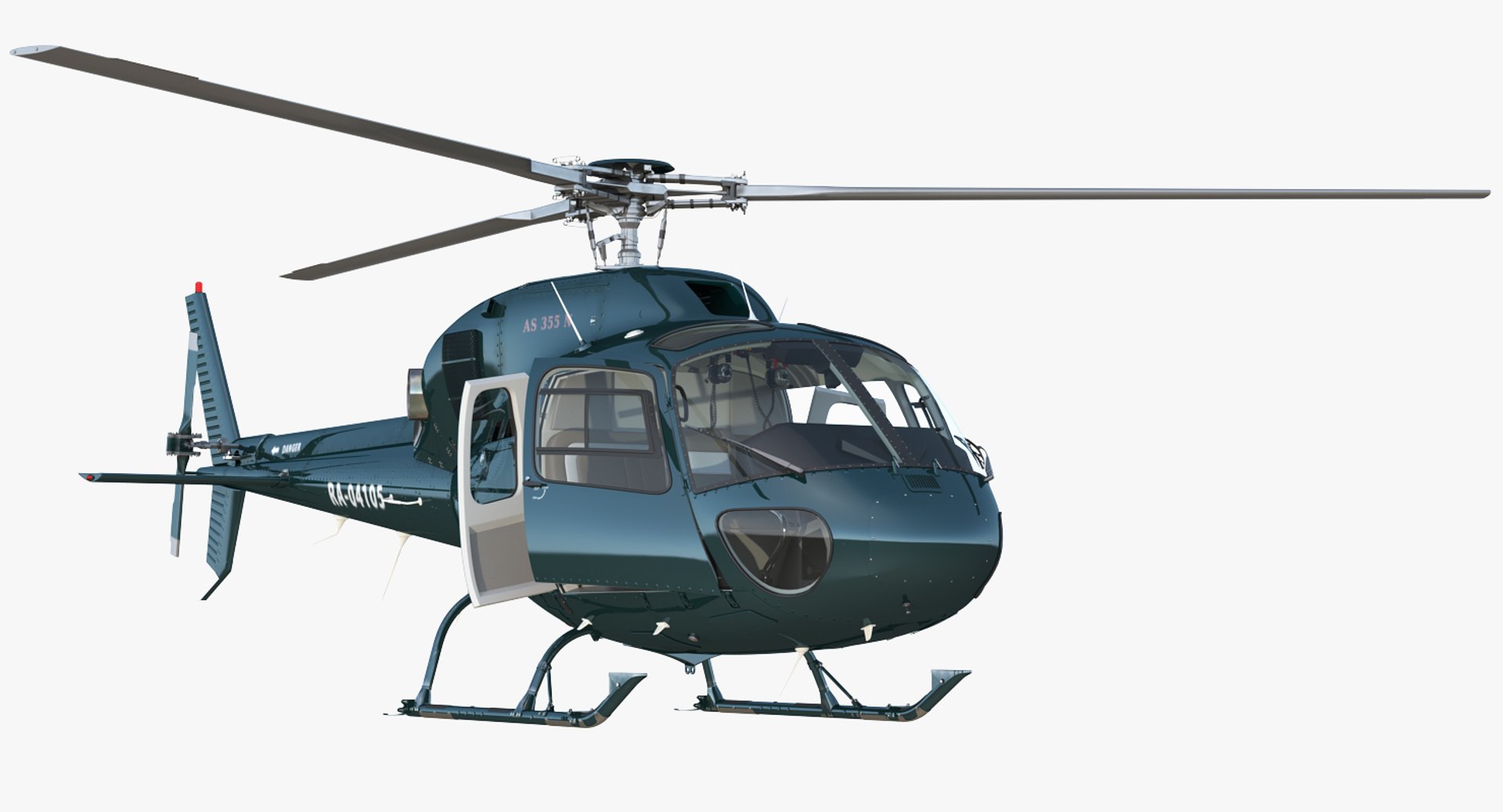 Helicopter Eurocopter AS-355N Rigged 3D model preview