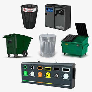 3D Public Garbage Cans Collection 2