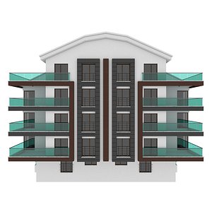 3D simple building double terrace