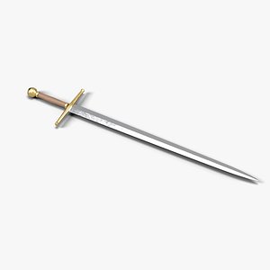 Fantasy Longsword with Gold Crossguard and Leather Grip - Medieval Weapon