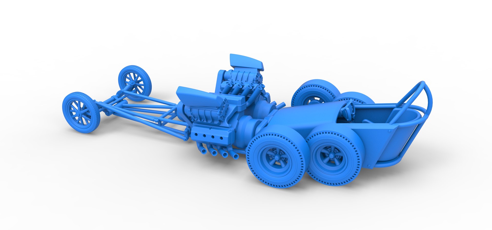 Diecast Front Engine Old School 6 Wheeled Dragster Scale 1 To 25 3D ...