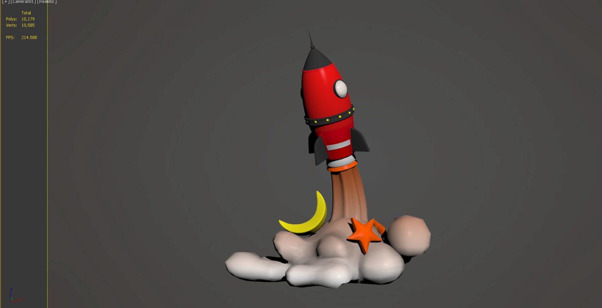 3D model Cartoon Retro Space Rocket vintage Sci-Fi classic science ...