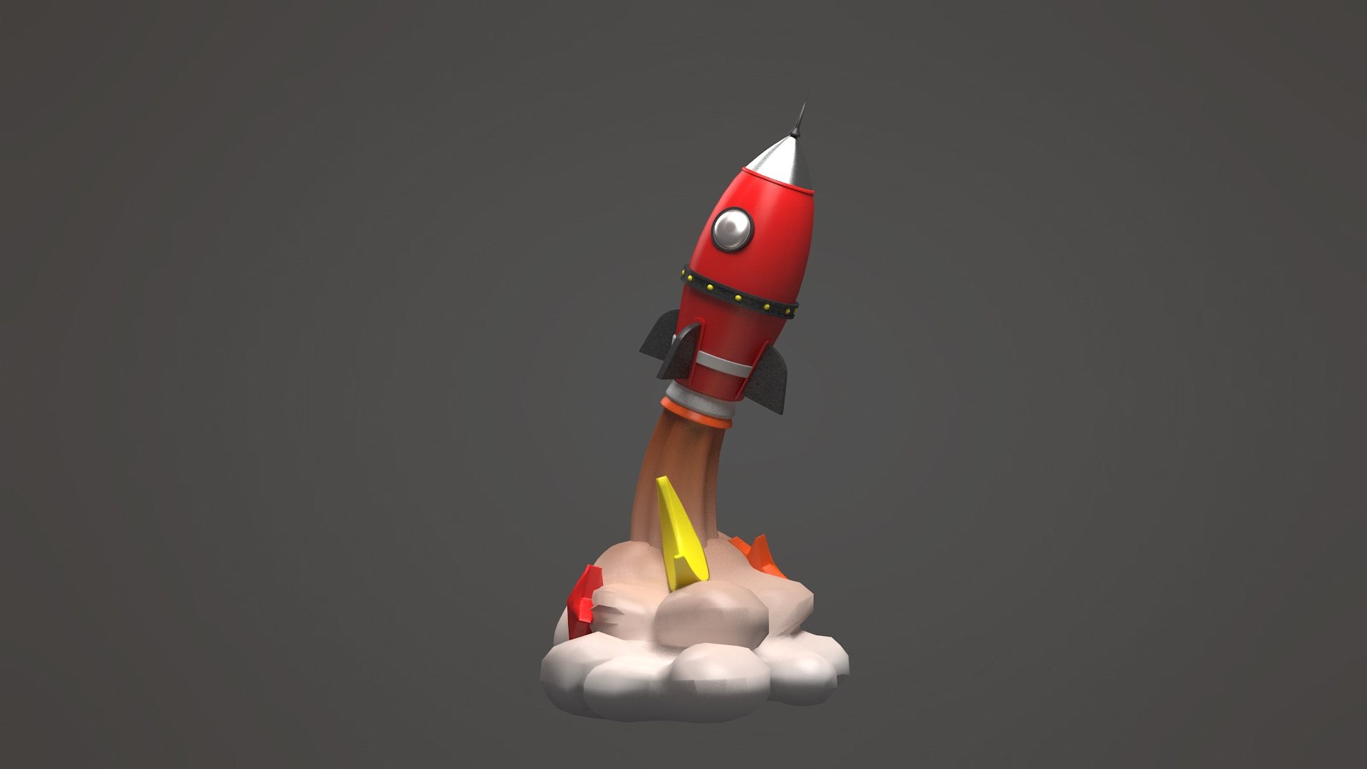 3D model Cartoon Retro Space Rocket vintage Sci-Fi classic science ...