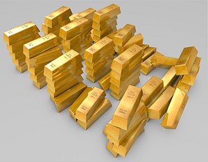 gold bullion bars 3d model