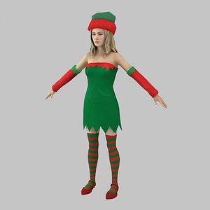 3D Christmas Elf Woman