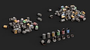 3D model A bunch of tin cans PBR Game Ready V