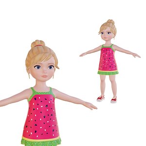 Baby girl cartoon in sundress model
