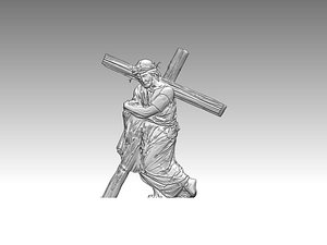 3D cross man statue model