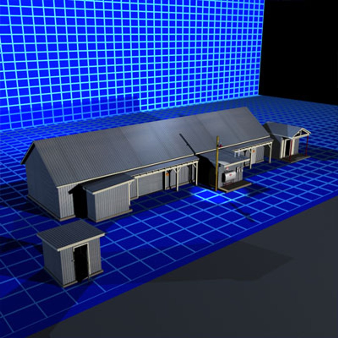 3d Metal Building 01 Doors
