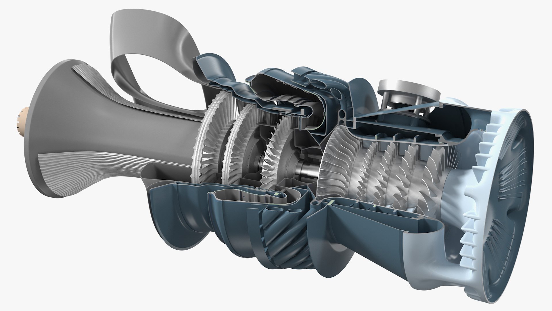 Jet Turboshaft Engine Slice 3D model preview